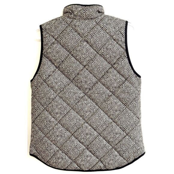 J. Crew Herringbone Print Quilted Puffer Vest EUC Sz S // preppy // equestrian / - Picture 2 of 10